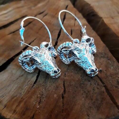 Ram Head Earrings,gothic Style Earrings,occult Jewelry,satanic Jewelry,baphomet Style