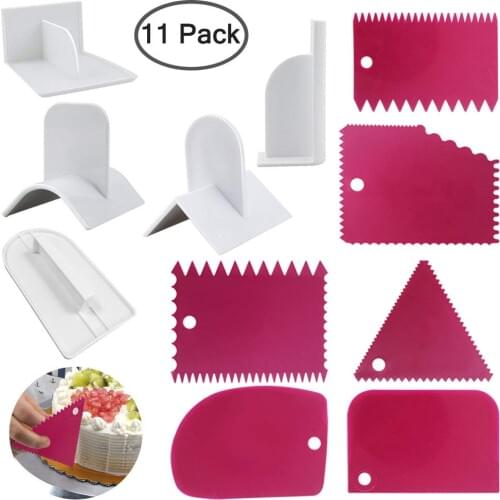Cake Scraper Smoother and Fondant Kits 6 Pcs Cake Decorative Scrapers Polisher and 5 Pcs of Fondant Smoother Tools