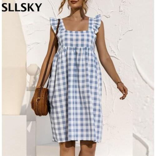 SLLSKY Summer Dresses In A Cage