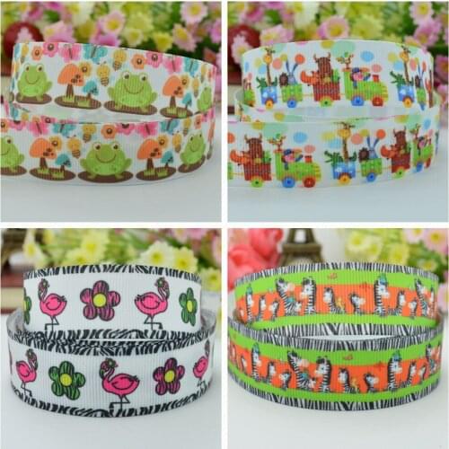 SUPWRF 16 22mm 38 50 75mm Animal frog Flamingo Ribbon Printed grosgrain ribbon hair bow DIY hair accessories C0726
