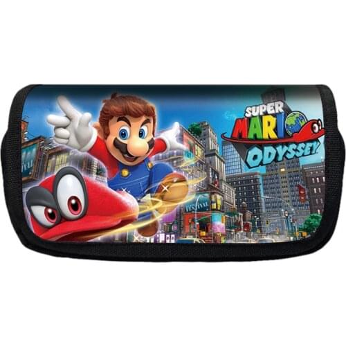 Catoon Mario Bros Pencil Case Canvas Pencil Case Student Animation Stationery Box Wallet Pencil Case Childrens Gift