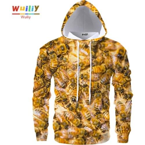 Mens Bee Graphic Hooded Graphics Hoodies Bees Sweatshirt Street Wear Top La Hip Hop Tops Casual Honeycomb 3D Print Top