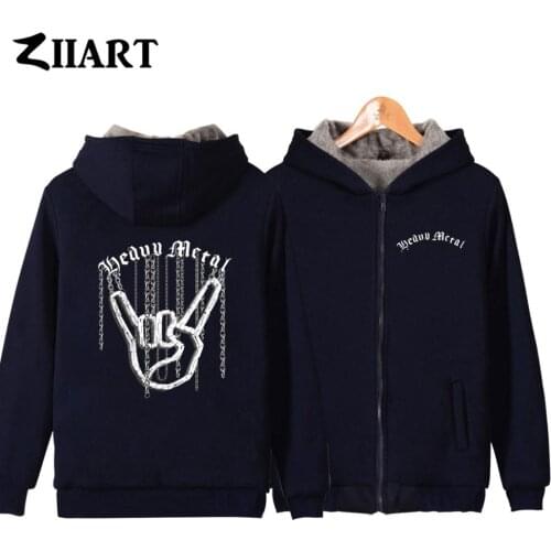 Heavy metal corna devils horns sign rock n roll hand gesture Girls Woman Full Zip Autumn Winter Plus Velvet Parkas ZIIART