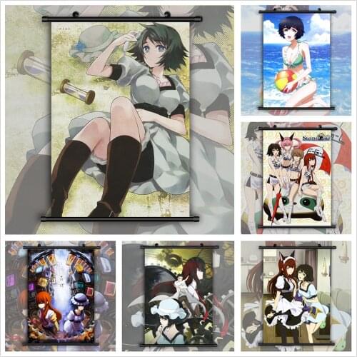 WTQ Steins Gate Makise Kurisu Christina Shiina Mayuri Retro Canvas Painting Anime Posters Wall Decor Wall Art Picture Home Decor