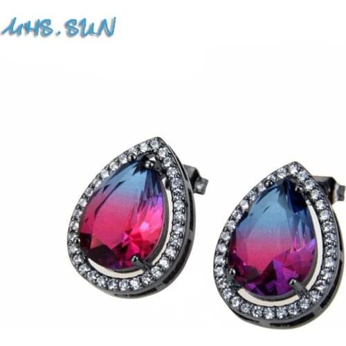 MHS.SUN Trendy AAA Cubic Zircon Women Stud Earrings South American Style Mosaic CZ Jewelry Crystal Earrings For Wedding Party
