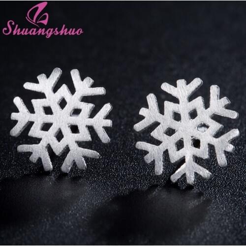 Shuangshuo Ethnic Snowflake Stud Earrings for Women Ice Flower Earings Fashion Jewelry Snowflake Earing Studs boucle d oreille