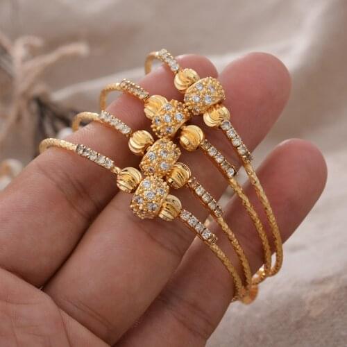 Dubai Bangle Small size Gold Color Cuff Bangles For Women Bride Wedding Leaf Bracelet African Arab Maple Leaf Jewelry