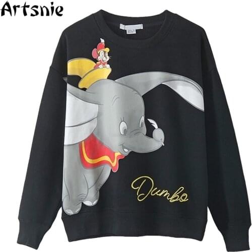 Artsnie Disney Cartoon Sweatshirt Women Winter O Neck Drop Shoulder Crop Hoodies Streetwear Patchwork Cropped Sweatshirts Mujer