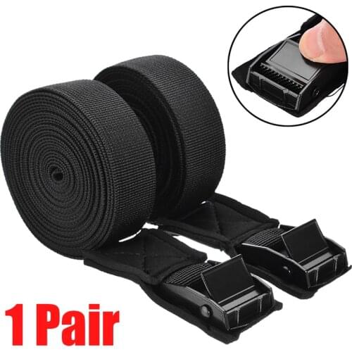 1Pair Multipurpose High-strength Tension Car Roof Luggage Rack Tie Kayak Surfboards Straps Luggage Belt with Zinc Alloy Buckle