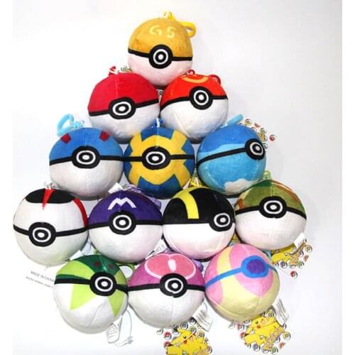 13Pcs Takara Tomy Pokemon Animals Ball Cute Pikachu Balll Plush Doll Keychain Bag Keys Pendant Stuffed Doll Toys Kids
