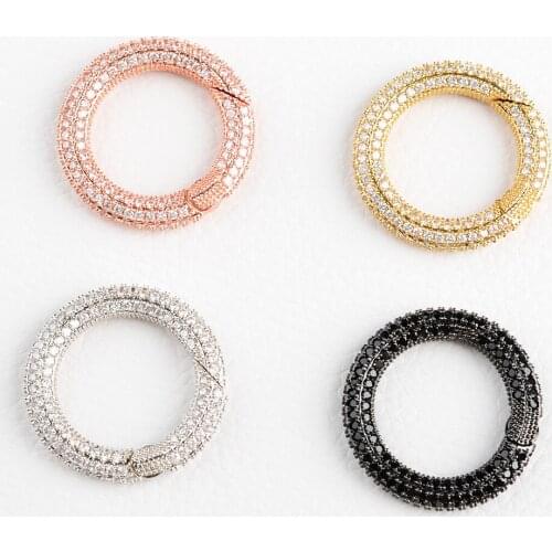 3PCS, Crystal Zirconia Round Buckle Clasp, Clear CZ Micro Pave Interlocking Clasp, Jewelry Findings