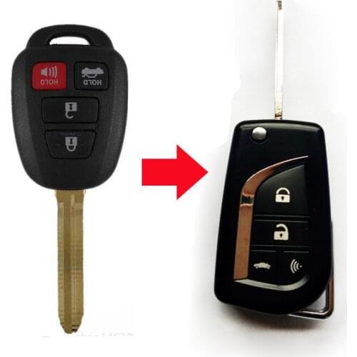 4 Button Modified Replacement Flip Floding Remote Key Shell Case For Toyota Camry Corolla RAV4 Reiz Vios Yaris Fob Key Cover