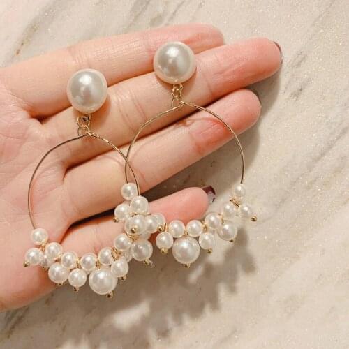 Oversize Pearl Hoop Earrings For Women Girls Big Earrings Unique Circle Earring 2020 New Brinco Statement Fashion Jewelry