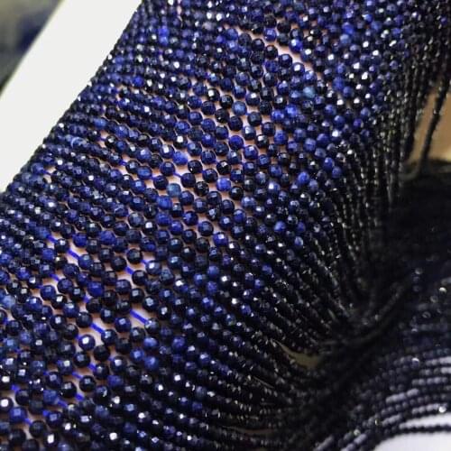 LOOSE BEADS Sapphire deep blue faceted Round 2-2.5mm wholesale for DIY jewelry necklace 36cm