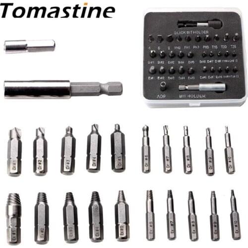 22/33Pcs Damaged Screw Extractor Remover Drill Bit Disassemble Screws Bolt Stud Slip Teeth Stripped Broken Remover Tools