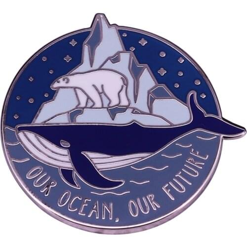 "Our Ocean, Our Future" Enamel Pin Climate Change Badge Cool Protect the Earth Reminder