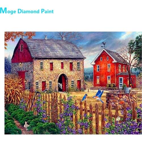Farm house scenery Diamond Painting Round Full Drill Scenic Nouveaute DIY Mosaic Embroidery 5D Cross Stitch home decor gifts