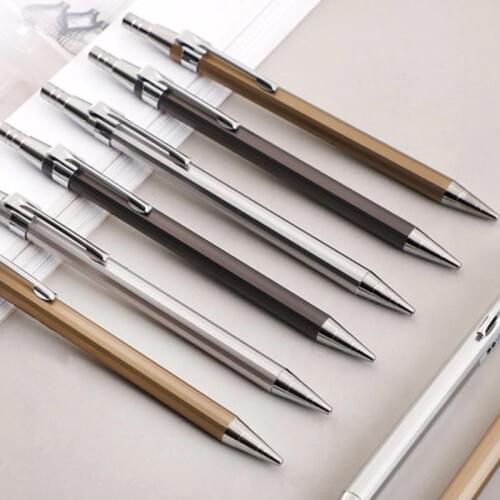 2pcs/lot Metal Mechanical Pencil 0.5mm/0.7mm Automatic Pencils Lead for Student Writing Drawing Tools School Office Stationery