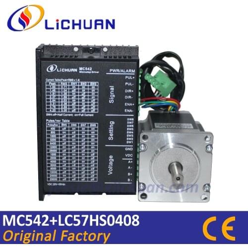 Lichuan nema23 stepper motor controller kit LC57HS41 0.4NM with 2phase digital stepper drive MC542 4.2A from factory direct sell