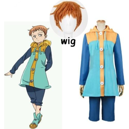 2020 New Sin of Sloth Harlequin king The Seven Deadly Sins Nanatsu No Taizai Cosplay Costume Full Set and Wig for men and women
