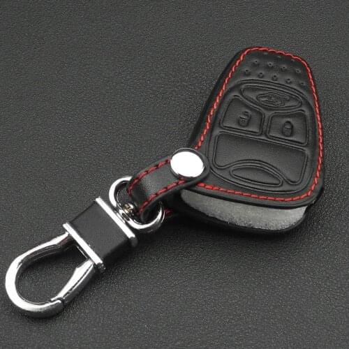 Kutery 3 Buttons Leather Remote Car key Case Cover For Chrysler Jeep Dodge Ram Caliber Nitro Patriot Pacifica Liberty