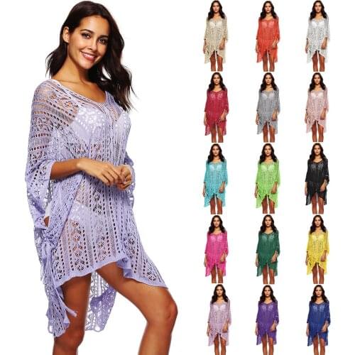 Swimsuits Beach Wear Tunic Womens Swimsuit Female Cover Up Bath Clothes Long Dress Sundress Bathing Women Flower Hollow