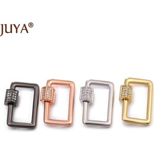 Square Carabiner With Hexagon Zircon Spiral Clasps DIY Jewelry Finding Lock Hook For Necklace Accessories
