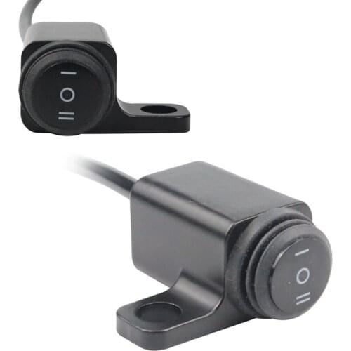 12V Motorcycle Switch 10mm Mirror Mount Motorbike Headlight Hazard Brake Fog Lights ON-OFF-ON Switch Waterproof Button