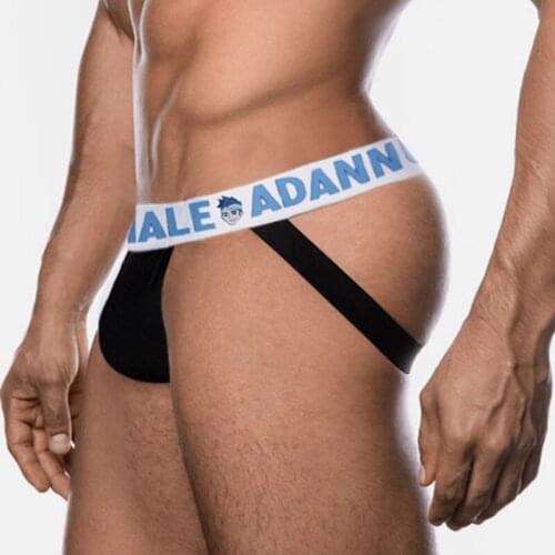 ADANNU Sexy Underwear Jockstrap Men Ins New Thong And G Strings Male Panties Cotton Low Waist Mens Underpants Double Layer Gay