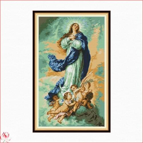Madonna And Cherubs Patterns Counted 11CT 14CT DIY Cross Stitch Sets Chinese Cross-stitch Kits Embroidery Needlework