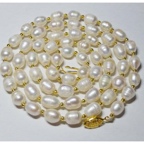 NEW Hand knotted 10-11mm genuine natural white rice freshwater cultured pearl necklace long 90cm fashion jewelry Sweater chain