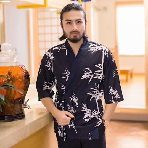 Sushi Restaurant Work Wear Chef Uniforms Food Service Print Short Sleeve Japanese Style Kitchen Cook Jacket Clothing AS513