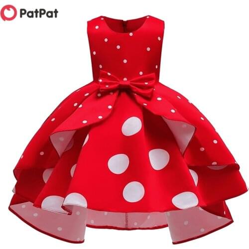PatPat 2021 Happy New Year Baby / Toddler Girl Sweet Polka Dots Irregular Short-sleeve Party Dress