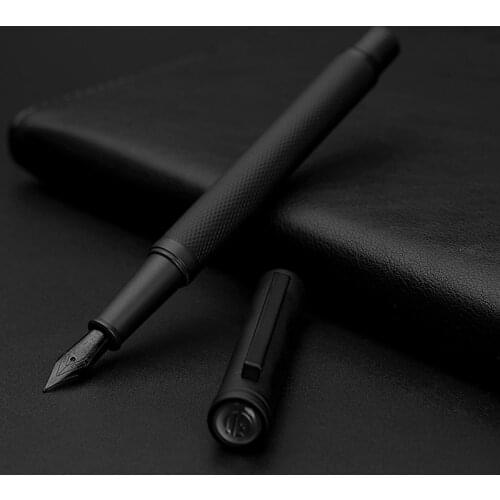 HongDian Fountain Pen ink Full Metal Clip Pens Stainless Steel Black White Classic Fountain-Pen Nib School Office Supplies