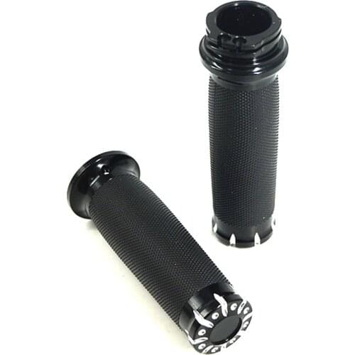 Mactions Grips Black 1" Handle Grips Electronic Cable Model For Harley Touring Road King FLHR Softail Deluxe FLSTN Breakout FXSB