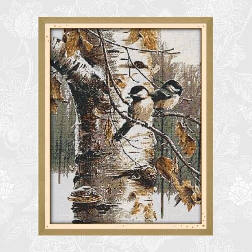 Autumn Birds Patterns Needlework,DIY Handmade Cross Stitch Embroidery kits,Precise Printed Counted Cross-Stitching