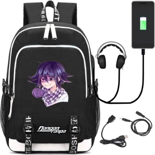 USB Charging Headphone jack Backpack School Bags Mochila Laptop Backpack Schoolbag anime Danganronpa Printing backpack