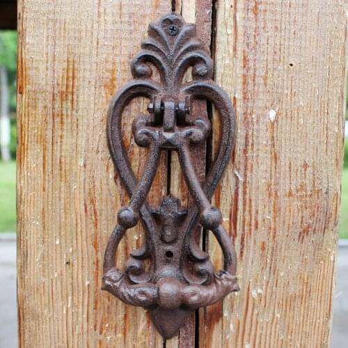 Rustic Fleur De Lis Cast Iron Door Handle European Home Garden Decor Heavy Metal Door Knocking Handle Handmade Retro Door Handle