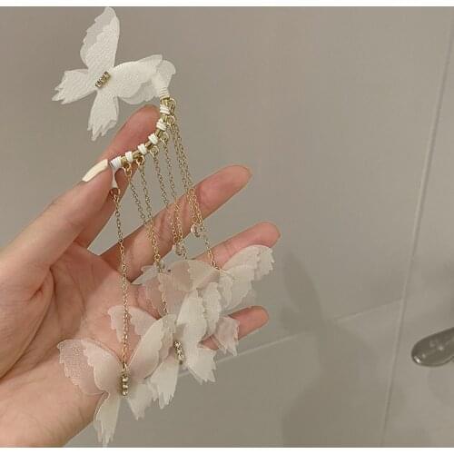 New Earrings Crystal Fairy Yarn Butterfly Earrings Retro Court Style Earrings Forest Girl Heart Cute Fashion Earrings Single