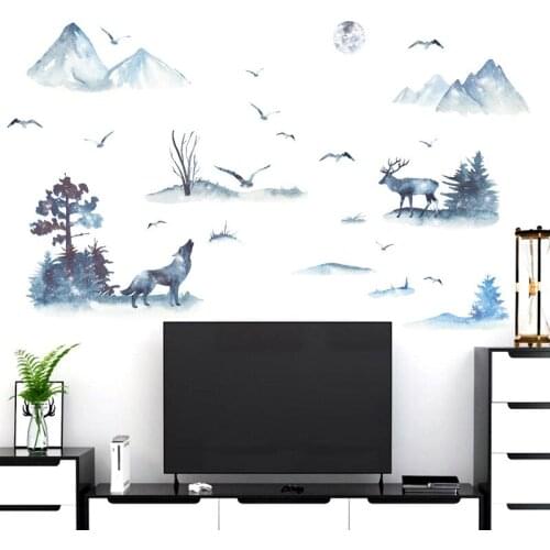 Nordic Landscape Painting Wall Sticker Living Room Decoration Sofa Backdrop Wall Decals Home Office Decor Art DIY Mural Bedroom