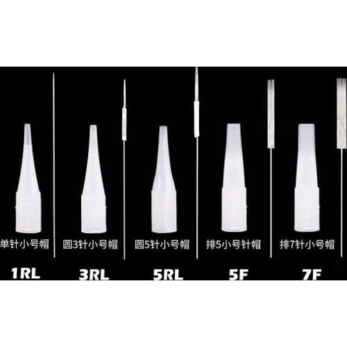 100pcs 1RL/3RL/5RL/5F/7F Sterilized Disposable Permanent Makeup Needles Tattoo Needles for Eyebrow Tattoo Makeup Kits 0.35X50MM