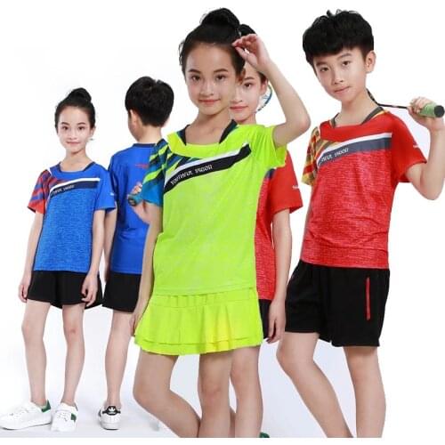 Girl Tennis T Shirt + Skirts / Shorts, Kids tshirt badminton Clothing, Boys tennis Jersey Clothes, Table Tennis Sets Table Suits