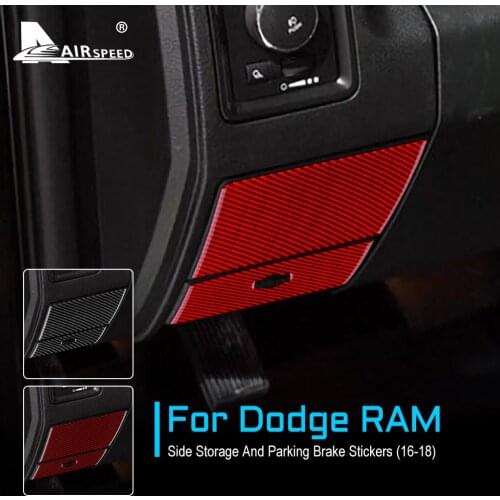 AIRSPEED Carbon Fiber for Dodge RAM 2016 2017 2018 Accessories Interior Trim Car Driver Side Storage Parking Brake Cover Sticker