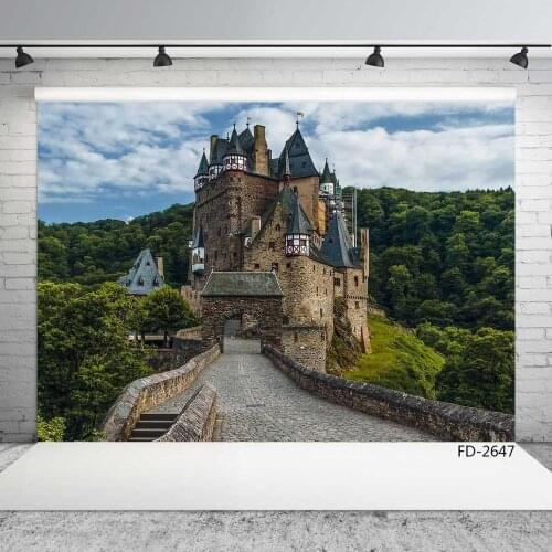 Vintage Castle Palace Arch Door Gallery Trees Photography Backdrops Vinyl Cloth for Wedding Portrait Photocall Booth Studio