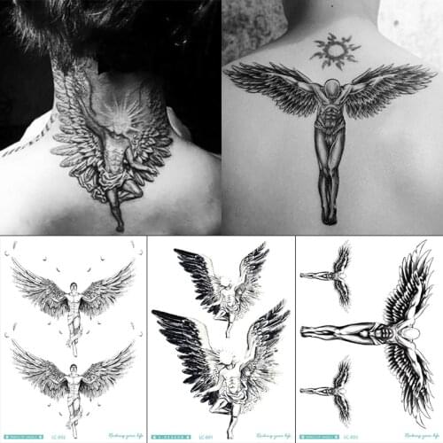 Waterproof Fake Tattoos Guardian Angel Temporary Tattoo Angel Wing Fashion Sexy Thigh Back Body Art Tattoo Stickers Wholesale