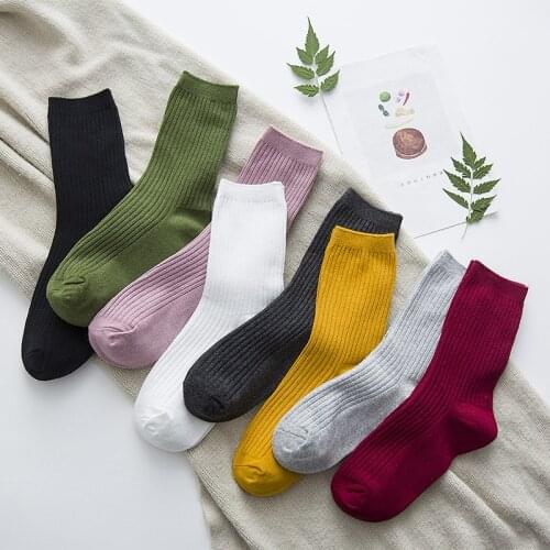 Korean style women socks harajuku woman calcetines de la mujer skarpetki kobieta skarpety calcetas rainbow candy cotton striped