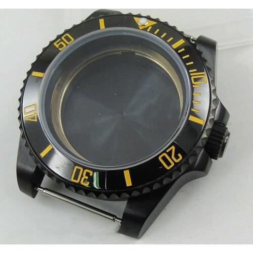 Top Quality Black PVD 40mm Watch Case with Sapphire Glass Fit ETA 2836 MIYOTA Movement