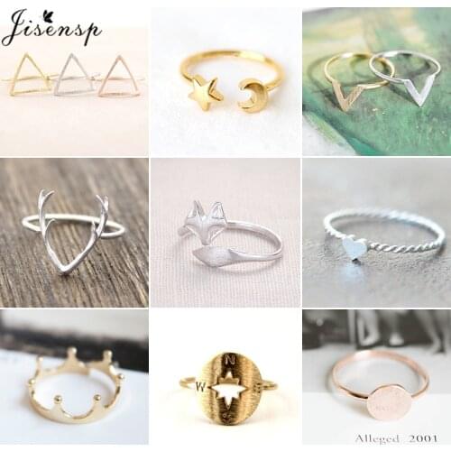 Bohemian Vintage Antler Fox Animal Open Rings for Women Adjustable Star Moon Knuckle Finger Jewelry Ring bridesmaid bague homme