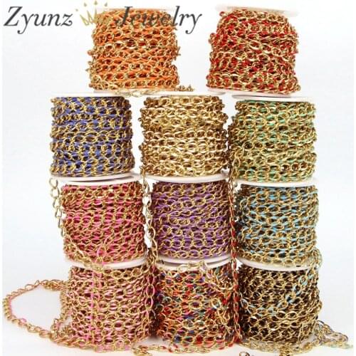 5 Meters, Gold Color Enamel Oval Bulk Chains for Neckalce Bracelet Jewelry Making DIY Accessories