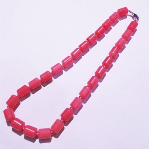 1 Strand/28Pcs 13x10mm Wholesale Fashion DIY Jewelry Rose Malay Jade Cylindrical Shape Pendant Necklace Length 210mm S1116